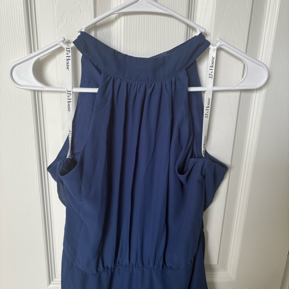 Elegant Navy Blue Halter Maxi Dress - Picture 5 of 9